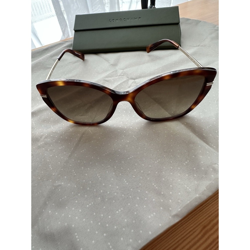 Longchamp Havana Gold Cat-Eye L0627s Sunglasses NWOT Authentic Foldbox Luxury